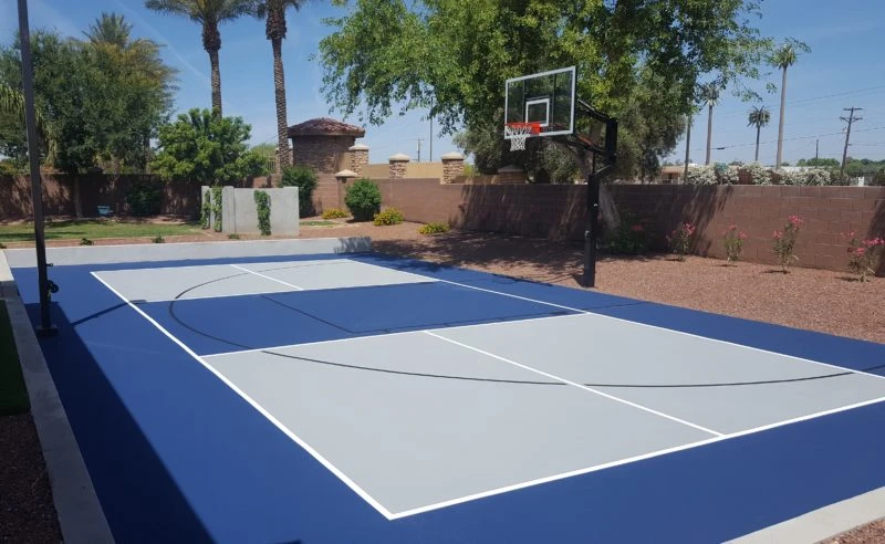 Sơn lại sân bóng rổ - pickleball cao cấp với 8 lớp sơn có 10% Hạt Cao Su ECOPICK trên nền xi măng